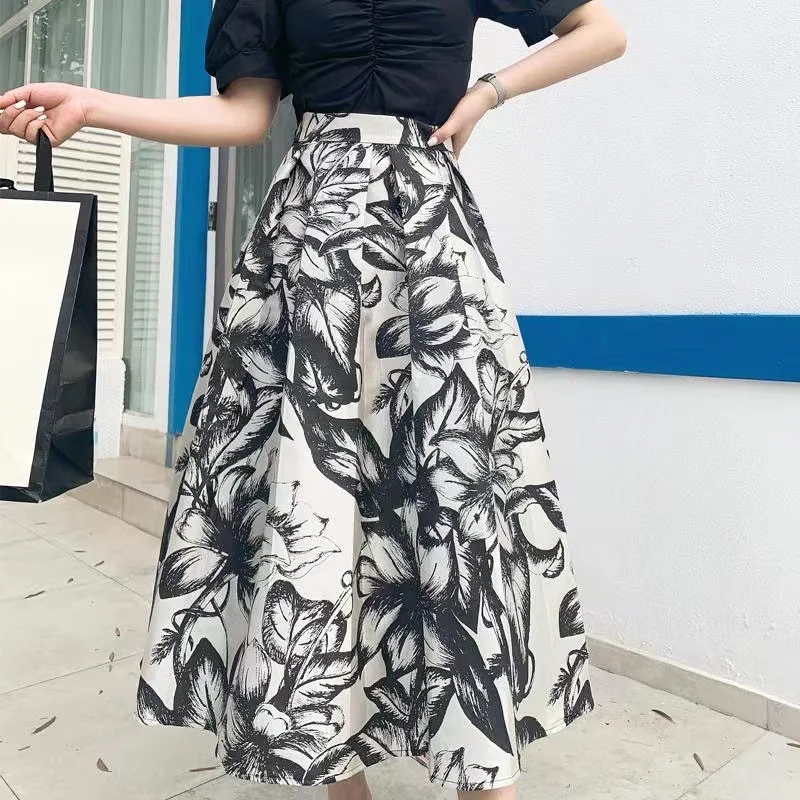 

Женская винтажная юбка с высокой талией, элегантная плиссированная юбка в офисном стиле с цветочным принтом джунглей, лето 2023