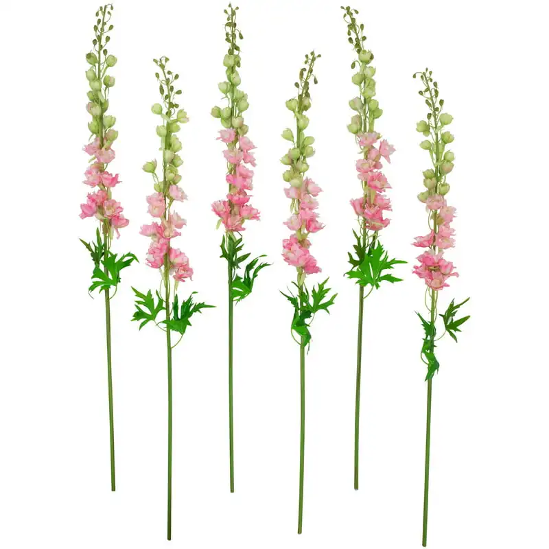 

Set of 6 Pink Delphinium Artificial Floral Stems 40" Decroate Home