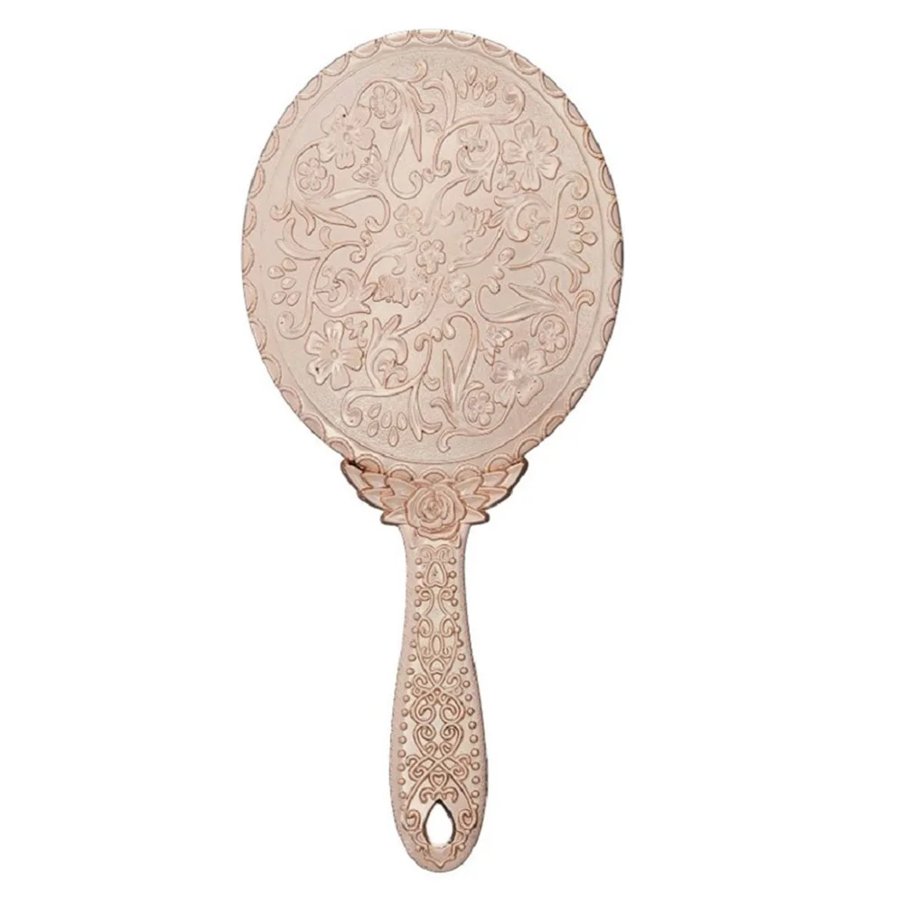 

Mirror Hand Handheld Vintage Makeup Handlevanitymirrors Heldoval Embossedtravel Decorative Retro Beauty Carved Compact Shape