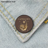 capricorn zodiac printed pin custom funny brooches shirt lapel bag cute badge cartoon cute jewelry gift for lover girl friends