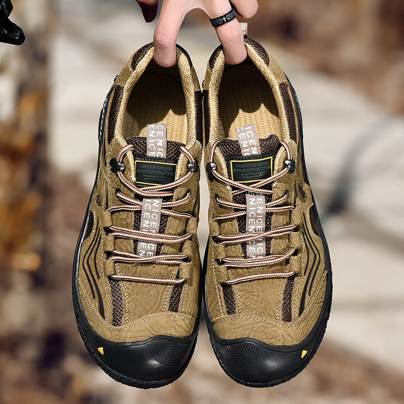 Spring Outdoor Hiking Shoes Men Breathable Trekking Sneakers Man Comfort Leather Rock Climbing Shoes Men Outventure Tourism Shoe