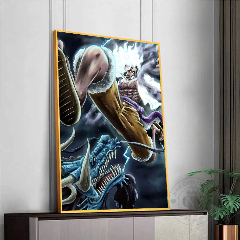 Аниме One Piece Gear 5 Холст Картины Плакаты и репродукции Wall Art Monkey D. Luffy Comic Picture For Living Room