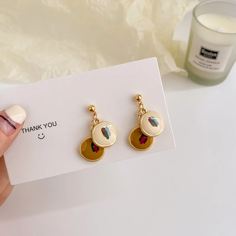 Элегантная нерегулярная картина маслом зажим для ушей женские серьги без