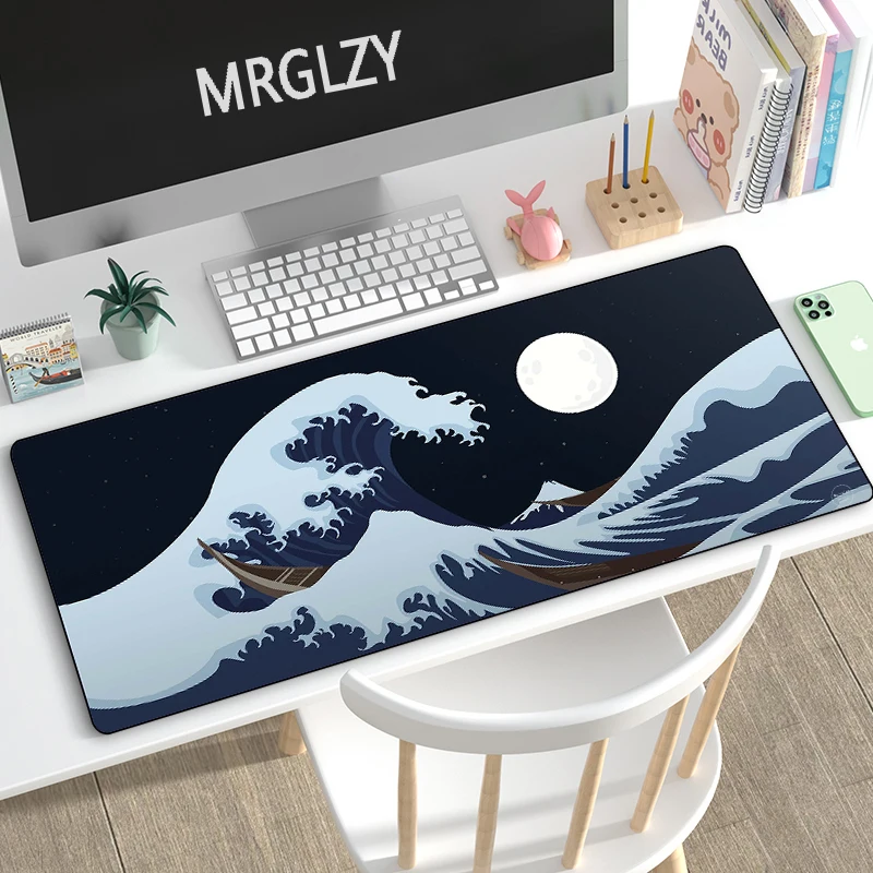 ukiyo e huge waves multi size xxl art mouse pad large bule mousepads gaming accessoroes laptop gamer mechanical keyboard deskmat free global shipping