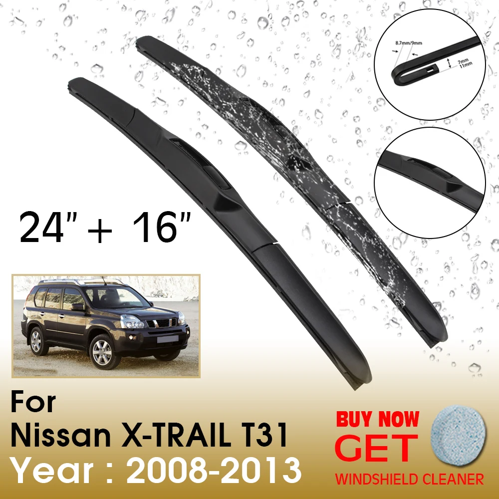 

Car Wiper Blade For Nissan X-TRAIL T31 24"+16" 2008-2013 Washer Windscreen Windshield Wipers Blades Accessories
