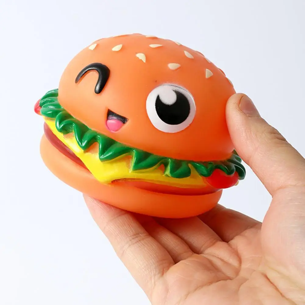 

40%HOT Dog Training Toy Built-in Sounder Vivid Face Expression Hamburg Shape Party Gifts Dog Squeaky Vinyl Sound Toy for Enterta