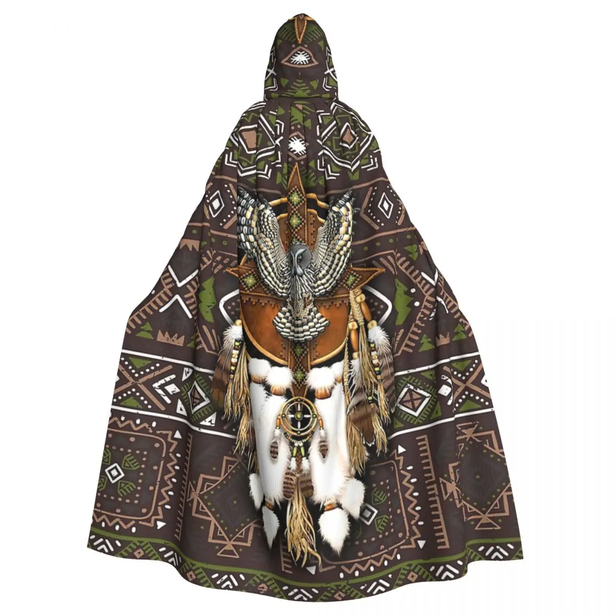 

Native American Owl African Tribal Hooded Cloak Halloween Party Cosplay Woman Men Adult Long Witchcraft Robe Hood
