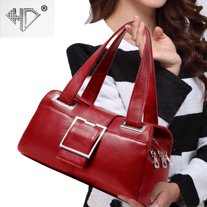 Three-layer Main Bag Head Layer Cowhide European and American Style Middle-aged Women's Shoulder Bag  Elegant all-match handbag