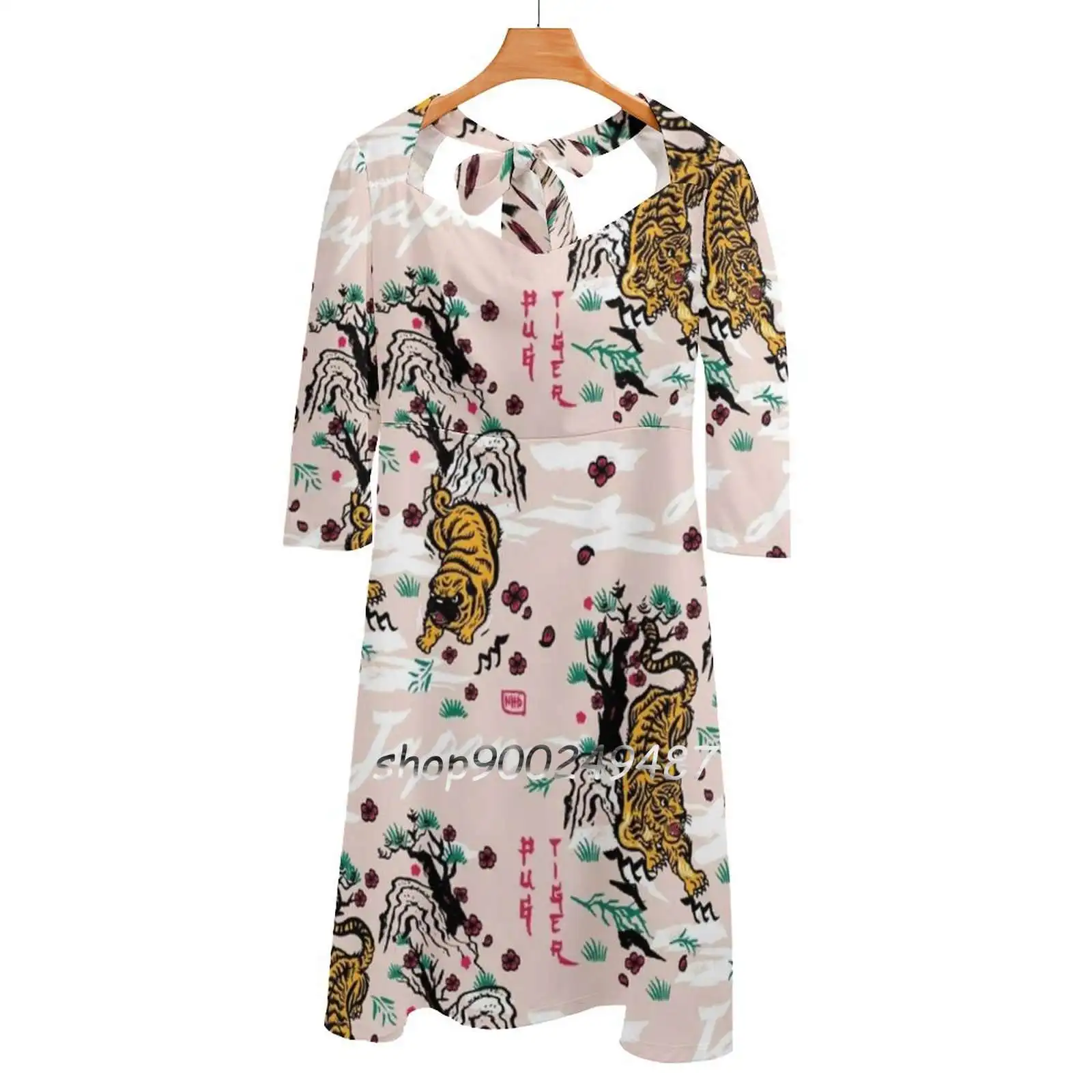 Вечерние платья с тигром и Мопсом в японском стиле пикантное платье средней