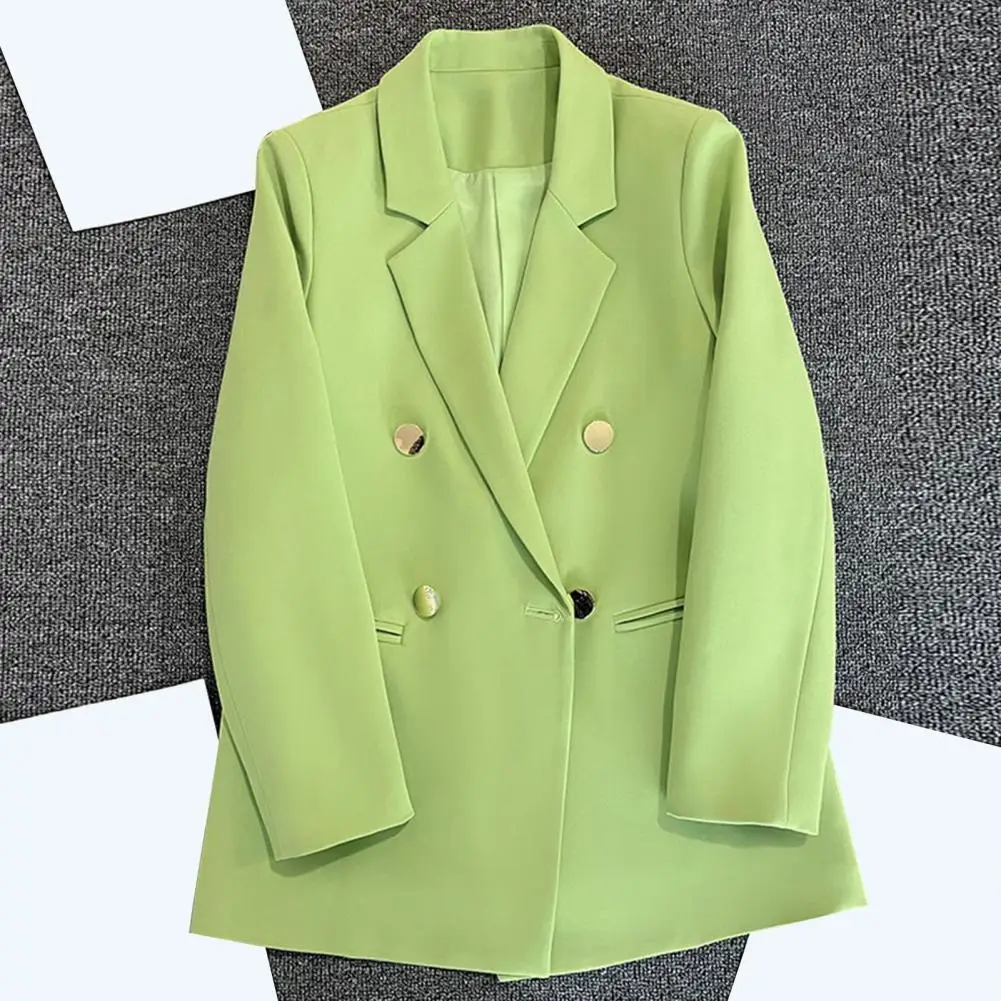 

Business Trip Elegant Women's Lapel Stylish Long Sleeve Suit Jacket with Straight Pockets for Office Formal Wear Lapel