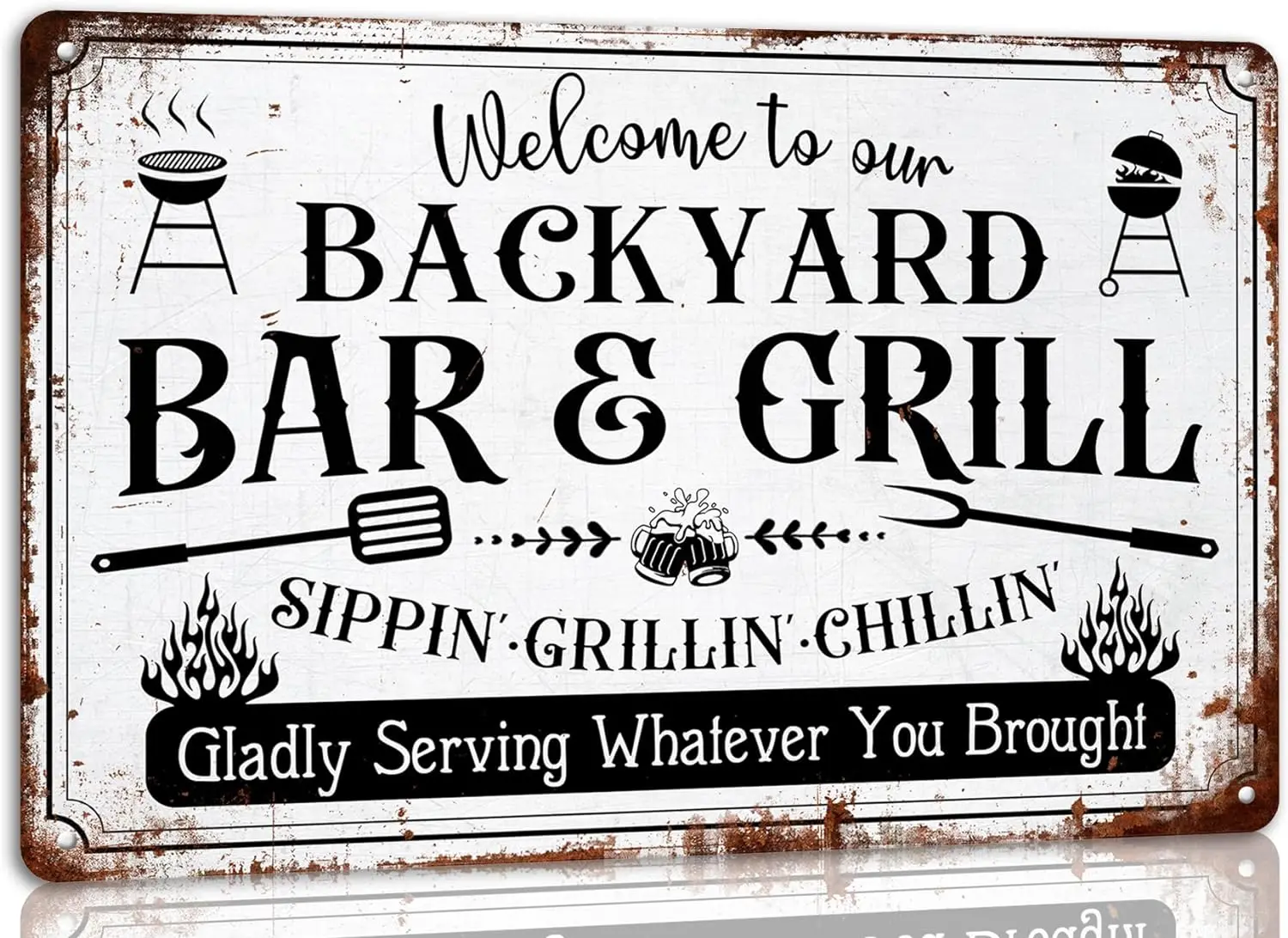 Добро пожаловать в наш задний двор бар и гриль винтажная металлическая жестяная