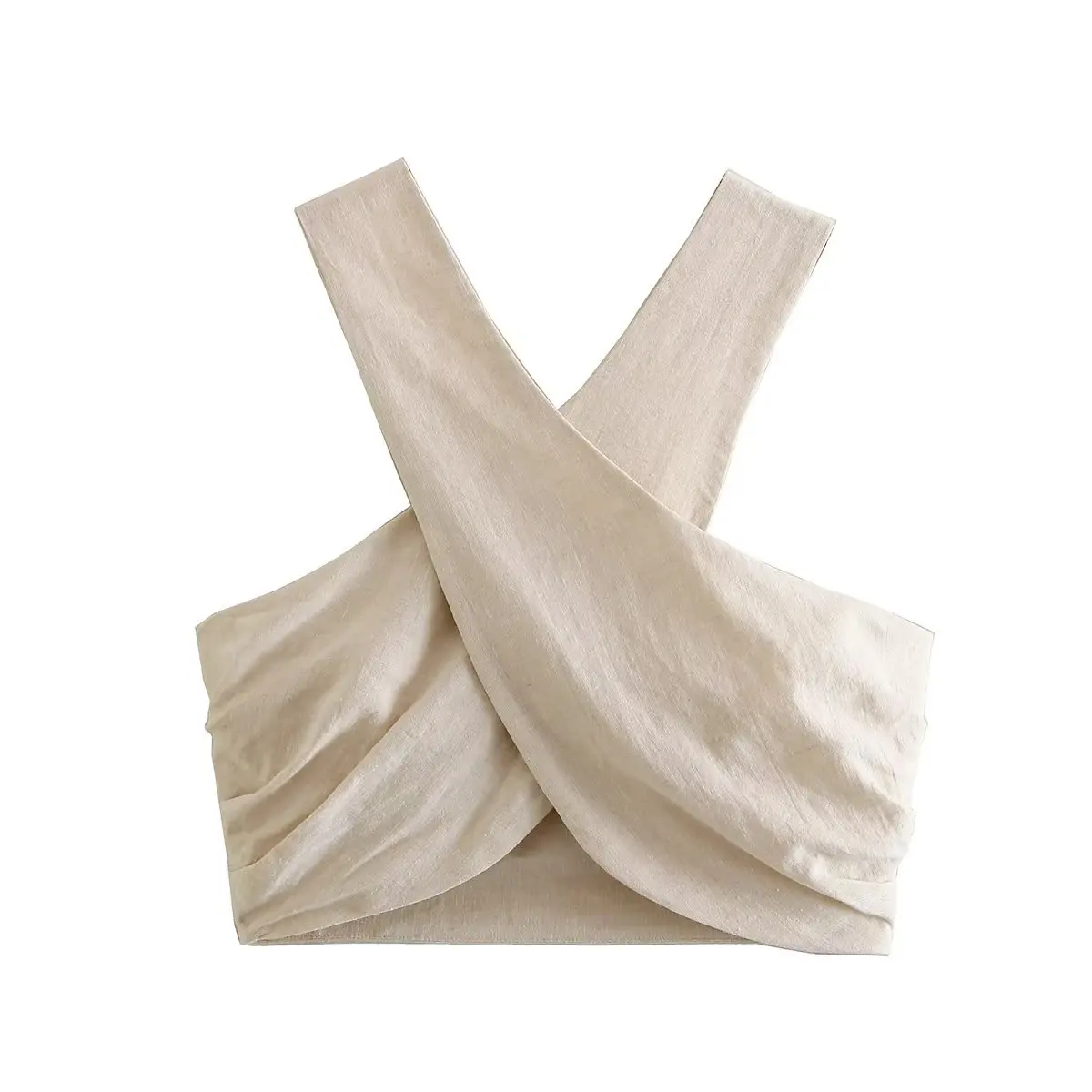 

Женская короткая майка с V-образным вырезом, открытой спиной