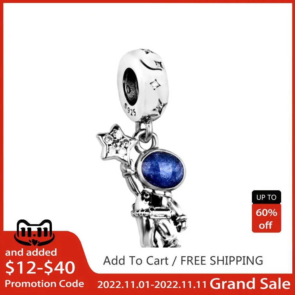 

925 Sterling Silver Bead Moments Astronaut In The Galaxy Dangl Fit Original Pandora Bracelet Women Advanced Texture Jewelry Gift