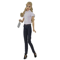 11 5 white shirt blouse jeans pants for barbie doll clothes tops denim trousers outfits for barbie clothes 16 accessories toys