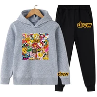 drew brand design boys and girls hoodie suits cotton childrens hooded sportswear suits 4 14 years old boys and girls clothes
