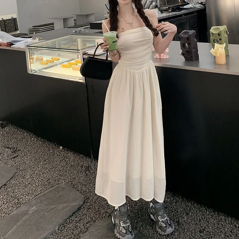 

White wrap dress women's spring/summer 2023 long bandeau long skirt pure desire bottom skirt