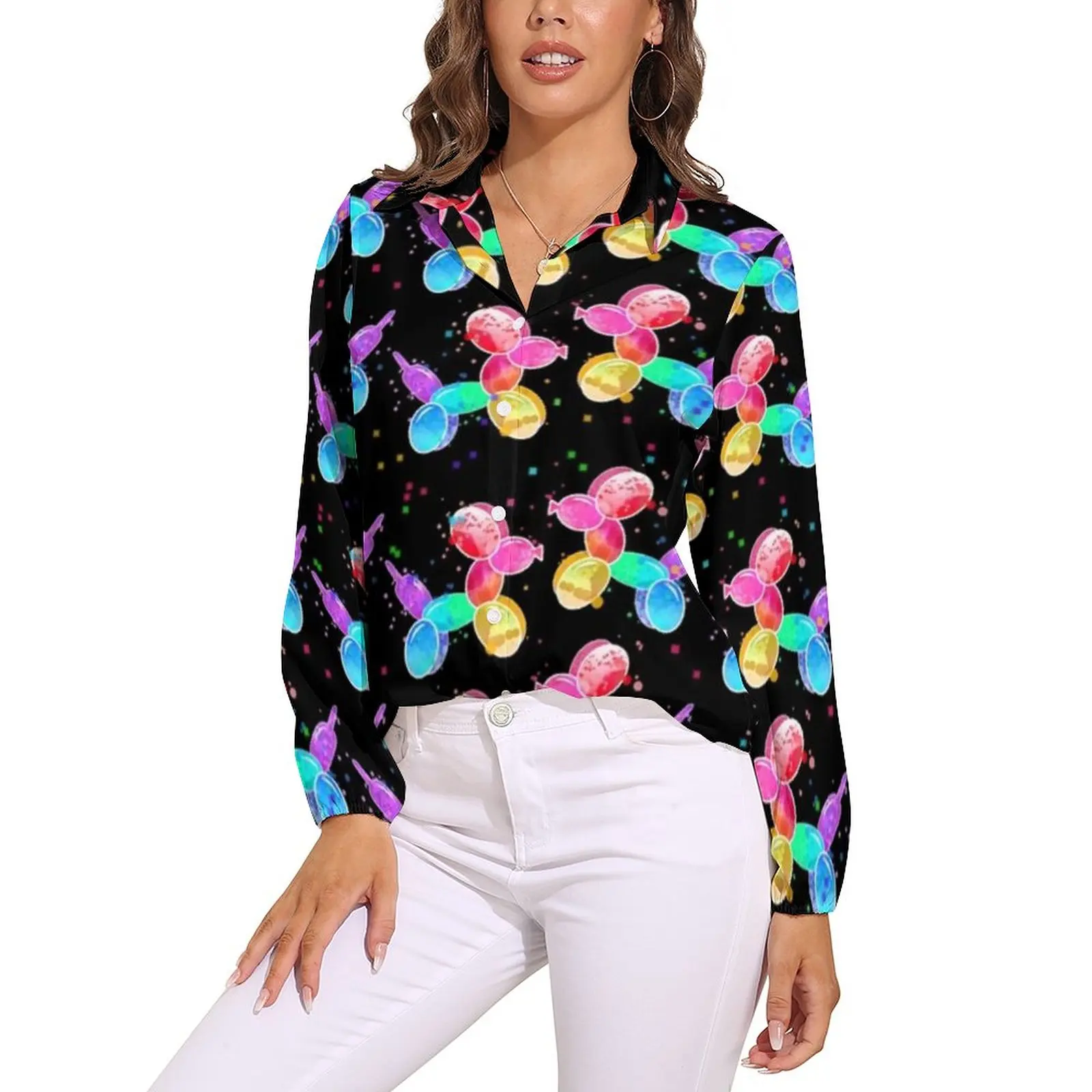 

Balloon Blouse Dog Collar Party Stylish Shirt Lady Custom Top Shirts
