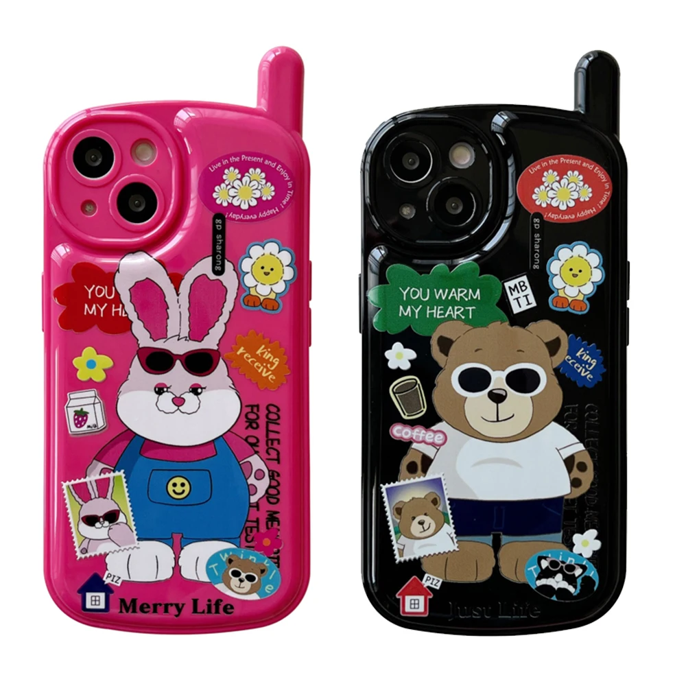 

Classic Cartoon Sunglasses Bear Rabbit Korean Ins Aesthetic Phone Protective Case for Iphone Xr XsMax 11promax 13 12promax 13Pro