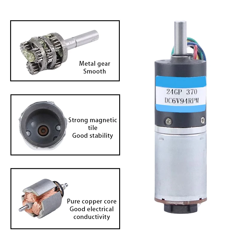 Планетарный мотор-редуктор 24gp-370 DC6V12V24V с энкодером Холла двигателем регулируемой