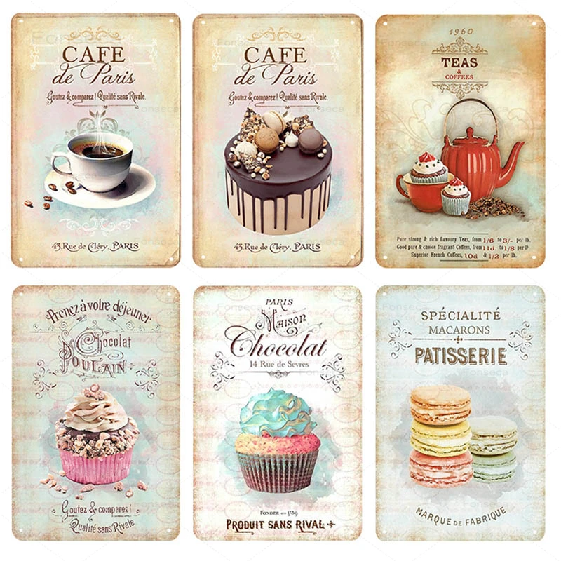 

Vintage Coffee Dessert Metal Signs Modern Minimalist Home Kitchen Wall Art Tin Plaques Resturant Cafe Decoration 20X30Cm