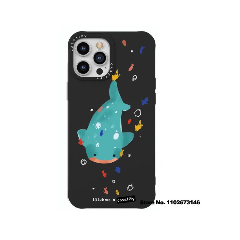 

CASETIFY Whale Girl Liquid Silica Phone Cases for iPhone 14 13 12 11 Pro Max X XS XR 7P 8P Couple Anti-drop Soft Cover D0317