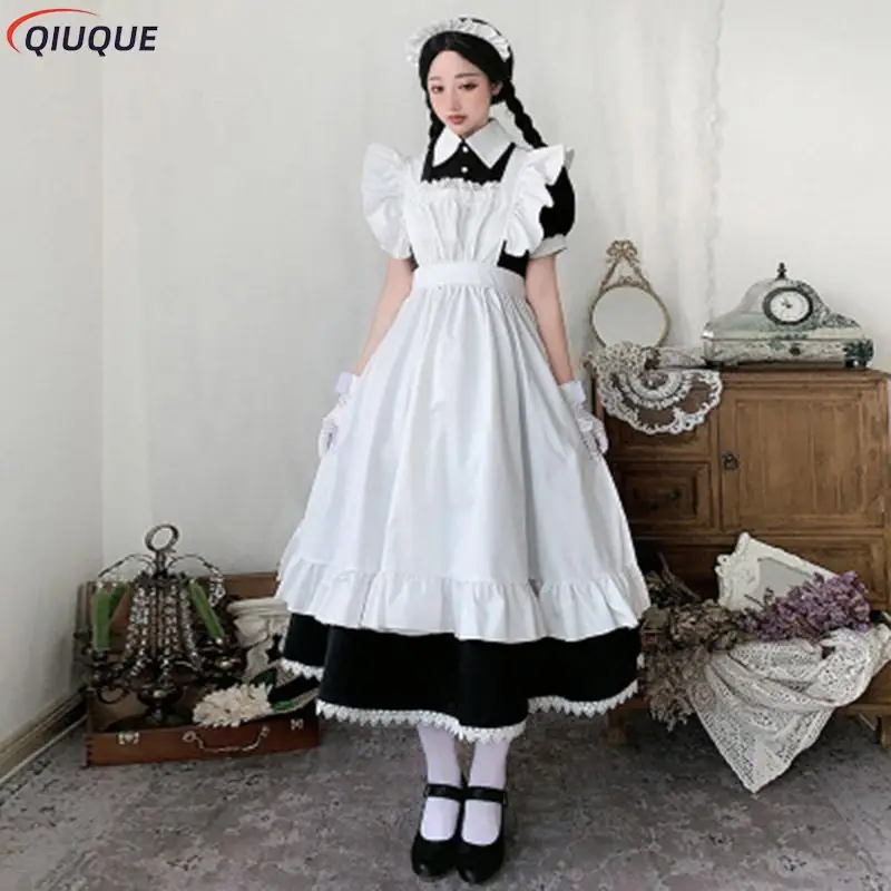 Women Maid Outfit Anime Long Dress French Court Maid Dress Lolita Dresses Cosplay Costume images - 6