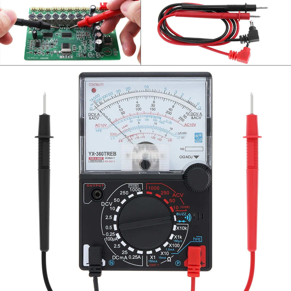 

YX- 360TRNB Mini Durable Portable Poin-ter Multimeter with One Pair Test Pen for Measuring AC DC Voltage and DC Curren