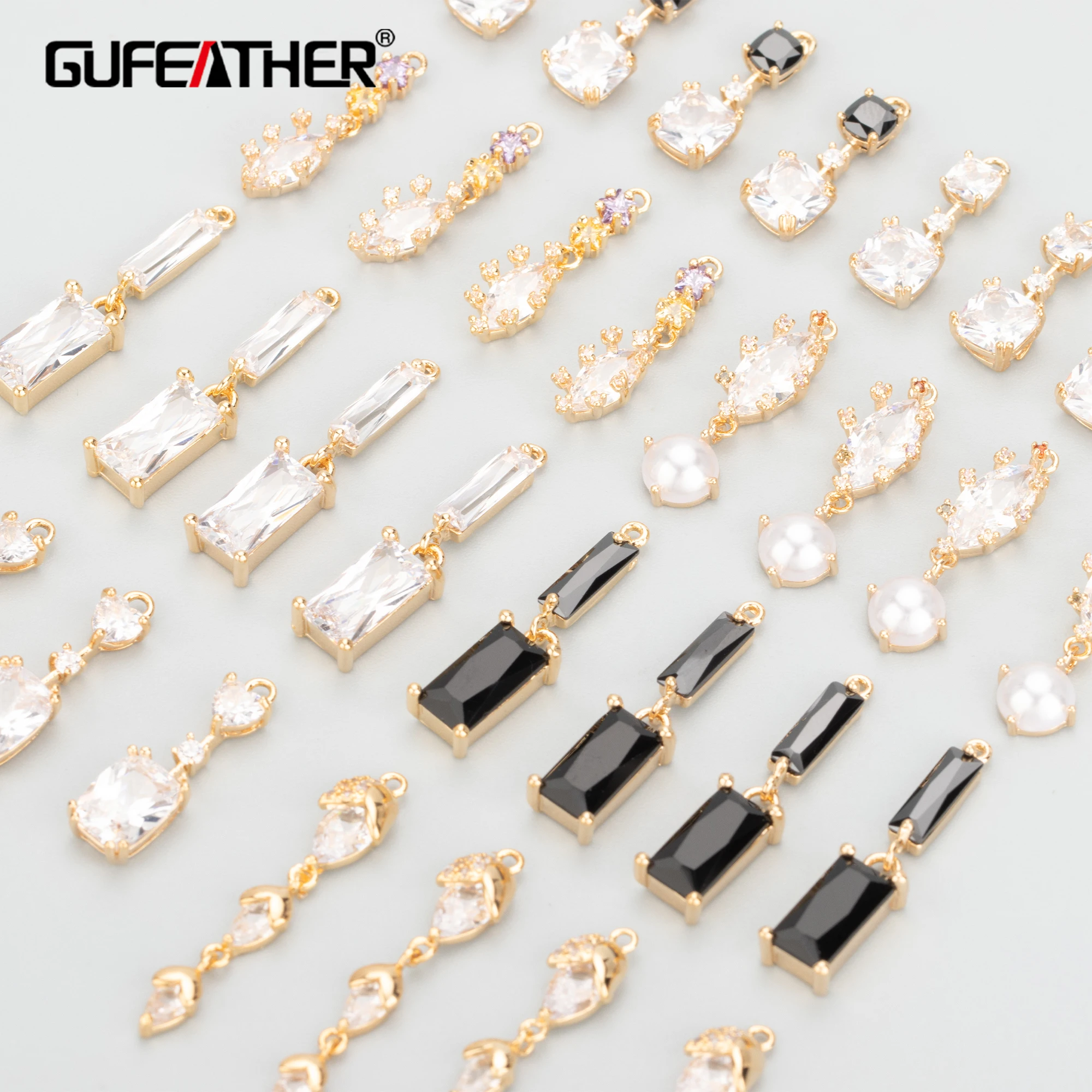 

GUFEATHER MB60,18k gold plated,nickel free,copper,zircons,glass,charms,diy pendants,diy pendants,jewelry accessories,6 pcs/lot