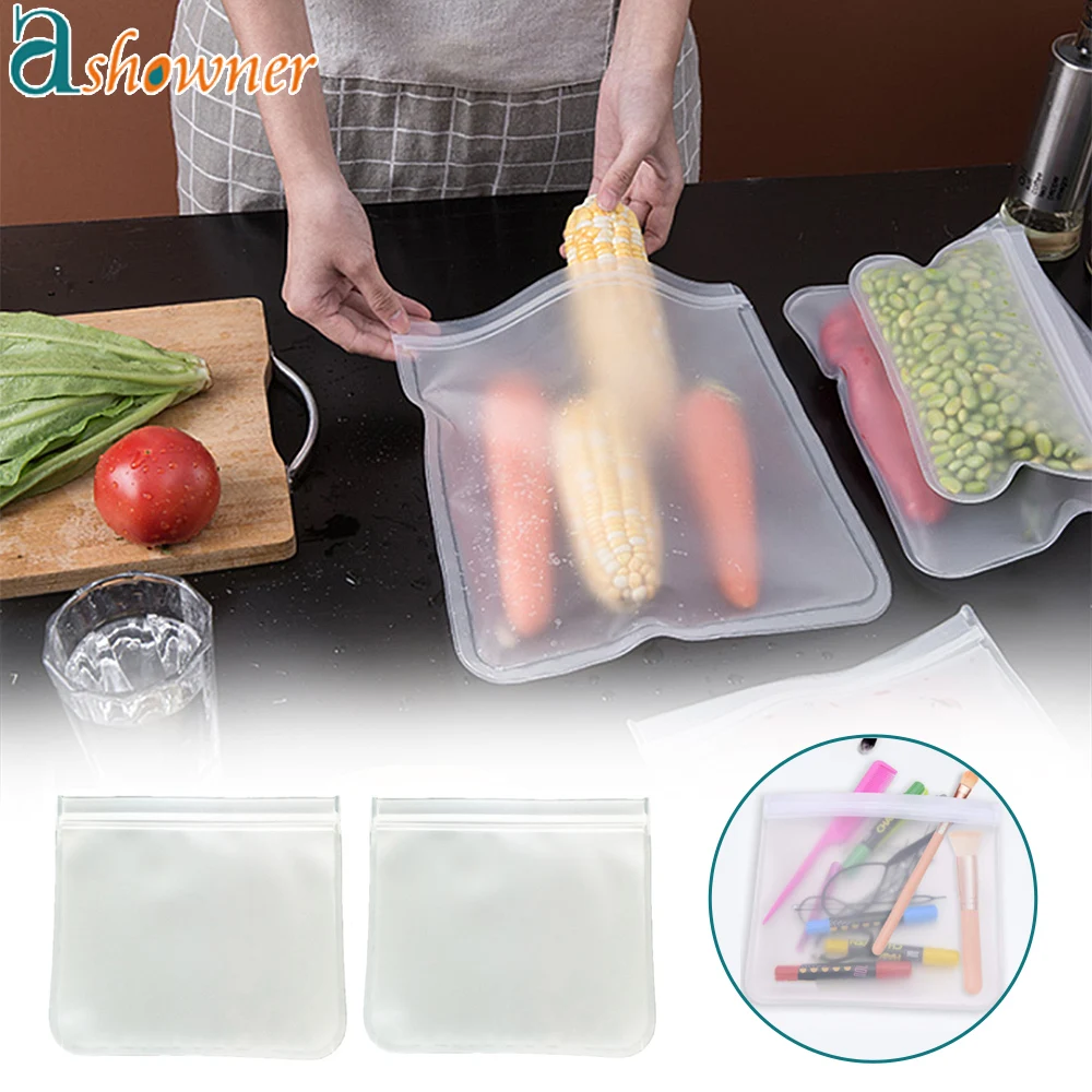 

Food Storage Bag Reusable Freezer Bag Fresh-keeping Bag Shut Bag Fresh Wrap Leakproof Zip Lock Bags Kitchen Organizer BPA Free