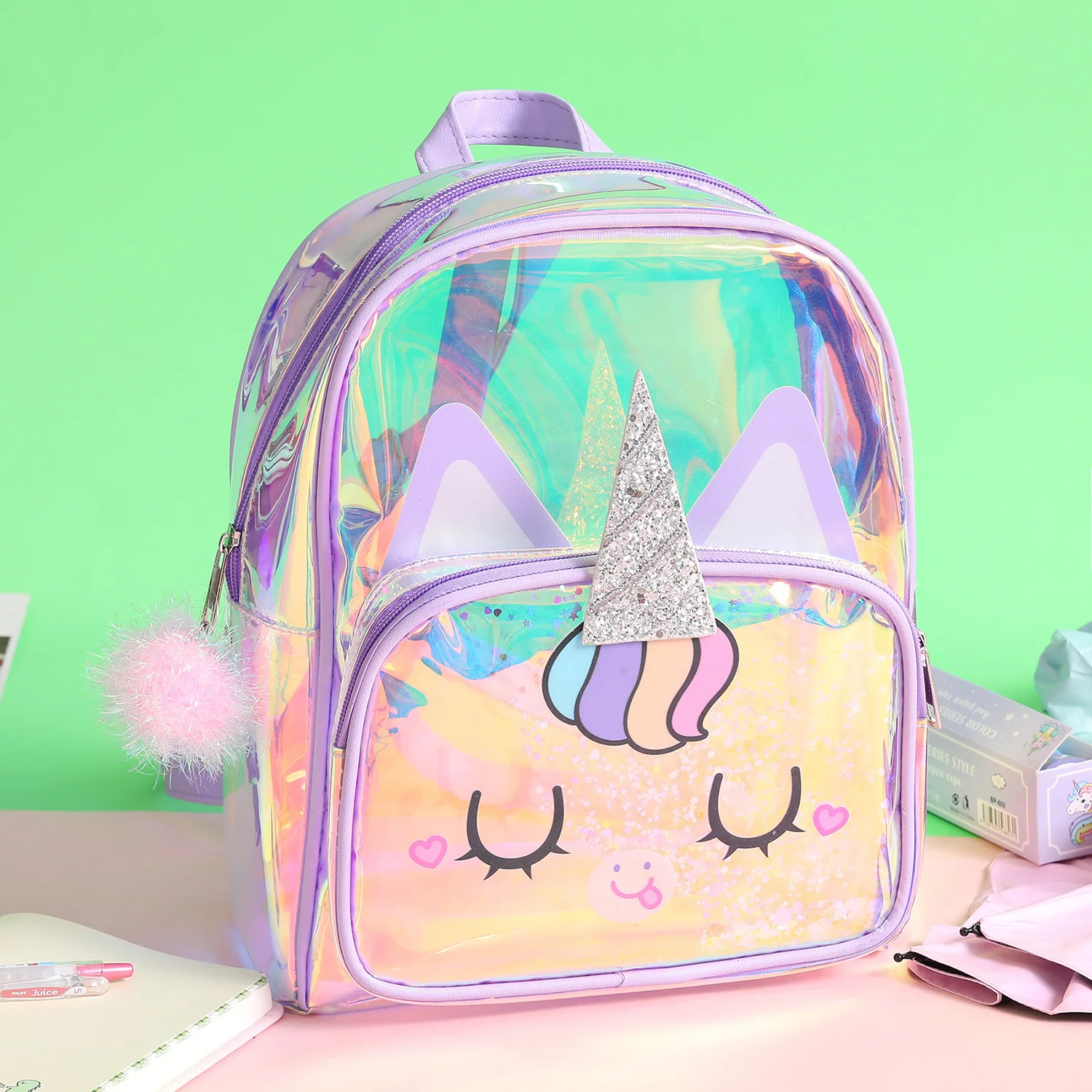 Unicorn Dream Laser Backpacks TPU Transparent Bags Children Cute Backpack 2022 New Fashion Girl Princess Snack Schoolbag Mochila