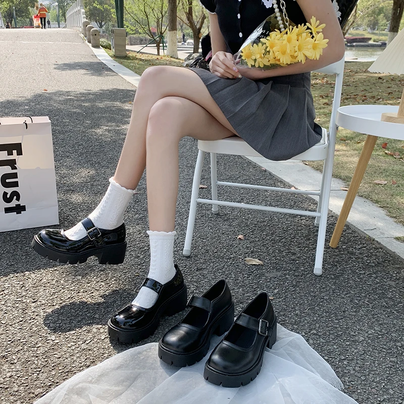 

Обувь Lolita для женщин, японские Туфли Мэри Джейн, женские винтажные туфли для девушек и студентов, униформа JK, туфли на платформе и высоком ка...