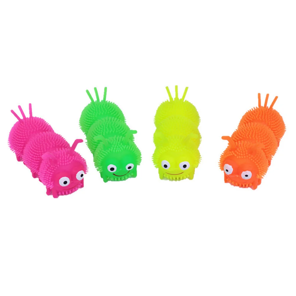 

4pcs Stretchy Caterpillars Squeeze Toys Pressure Relief Playthings Luminous Caterpillars