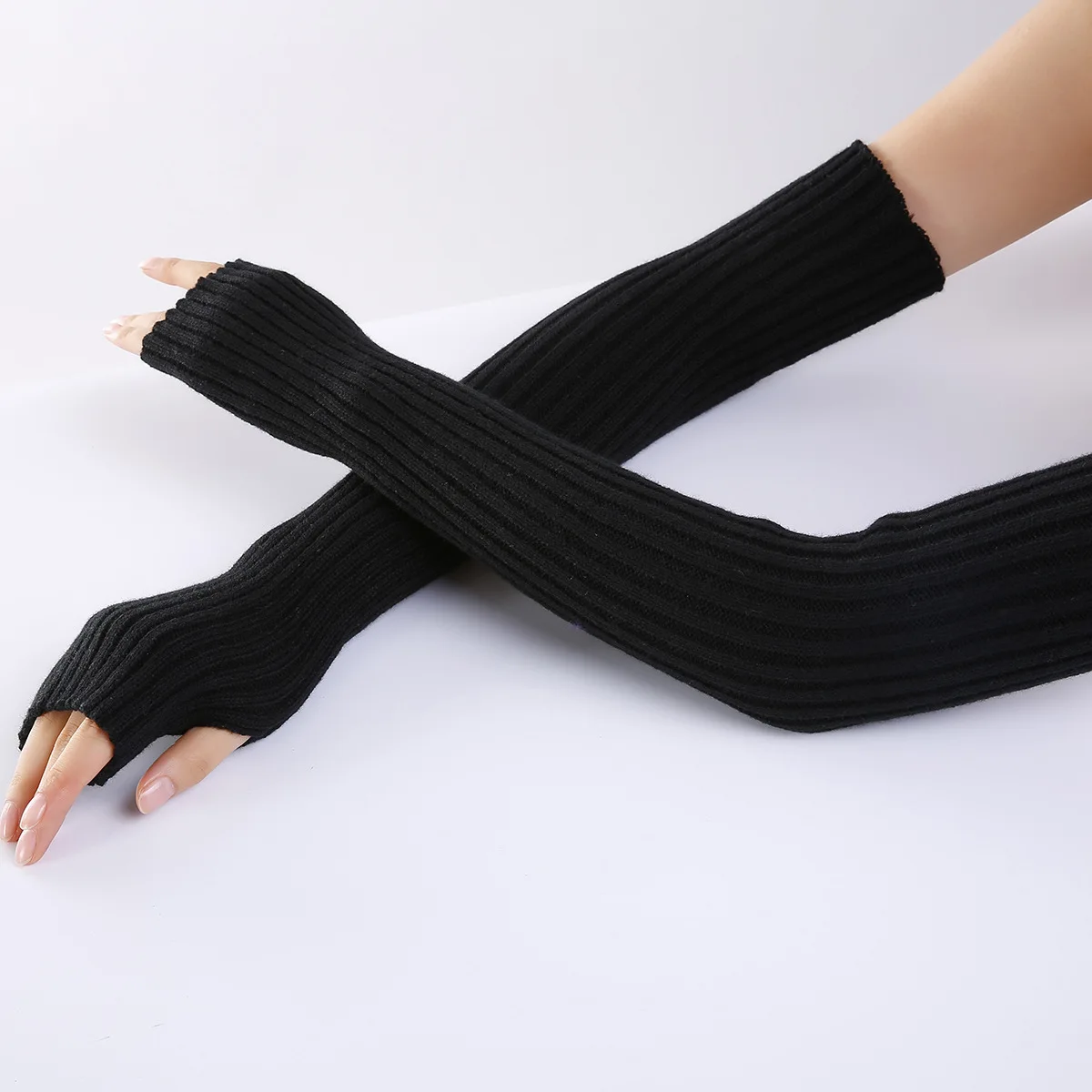 

New Solid Knitted Wool Gloves Keeping Warm Autumn Winter Long Hand Gloves for Women Clothing Accessories SYXMAO122