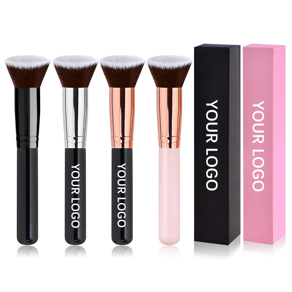 

Flat head foundation brush customized logo High-quality non-staining do not eat powder loose powder brush Single makeup brush