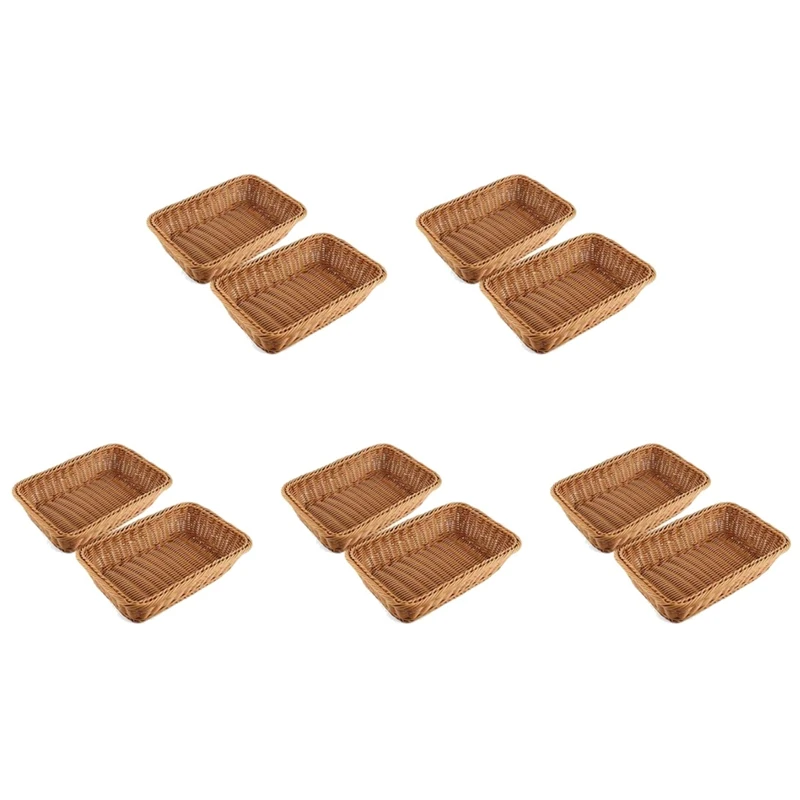 

10 Pcs Rectangular Basket For Table Or Counter Display For Bread,Fruits And Vegetables Wicker Baskets For Markets,Bakery