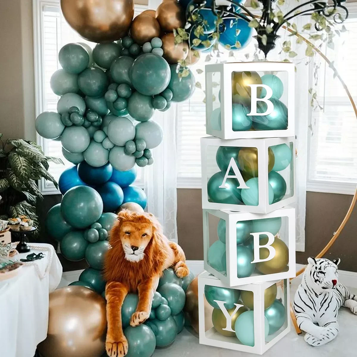 

Baby Shower Decoration Boy Girl Transparent Balloon Box Letter Frist 1st Birthday Wedding Party Gender Reveal Baptism Decoration