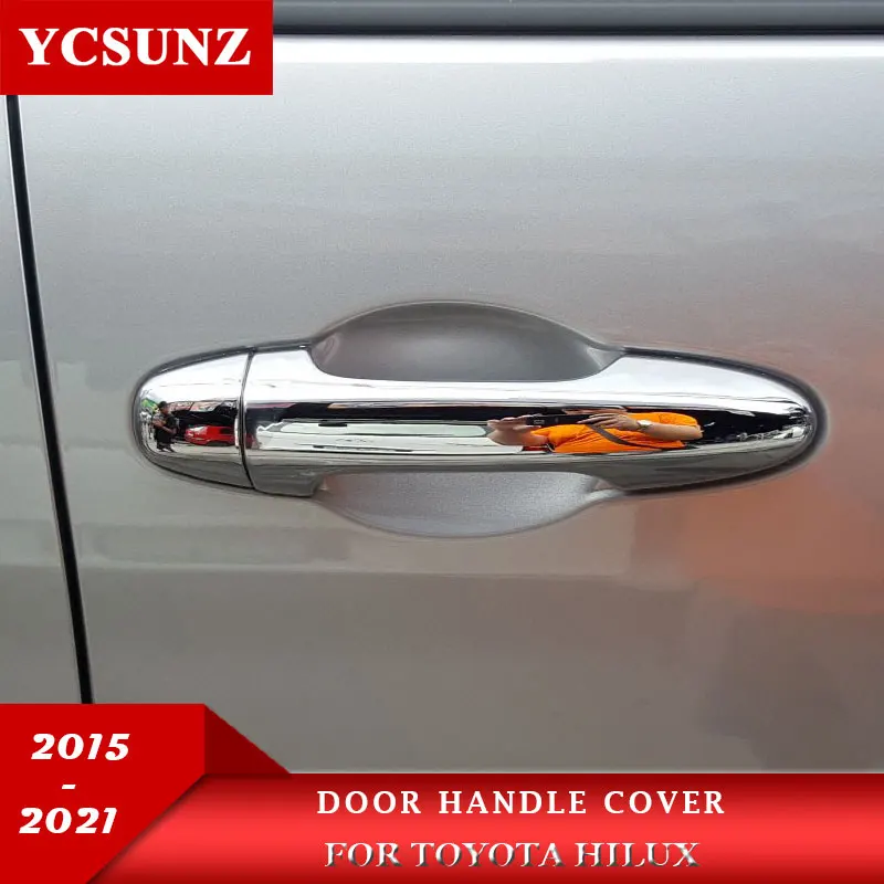 

Chrome Black Door Handle Cover For Toyota Hilux Revo Rocco Fortuner Innova 2015 2016 2017 2018 2019 2020 2021 SR5 YCSUNZ