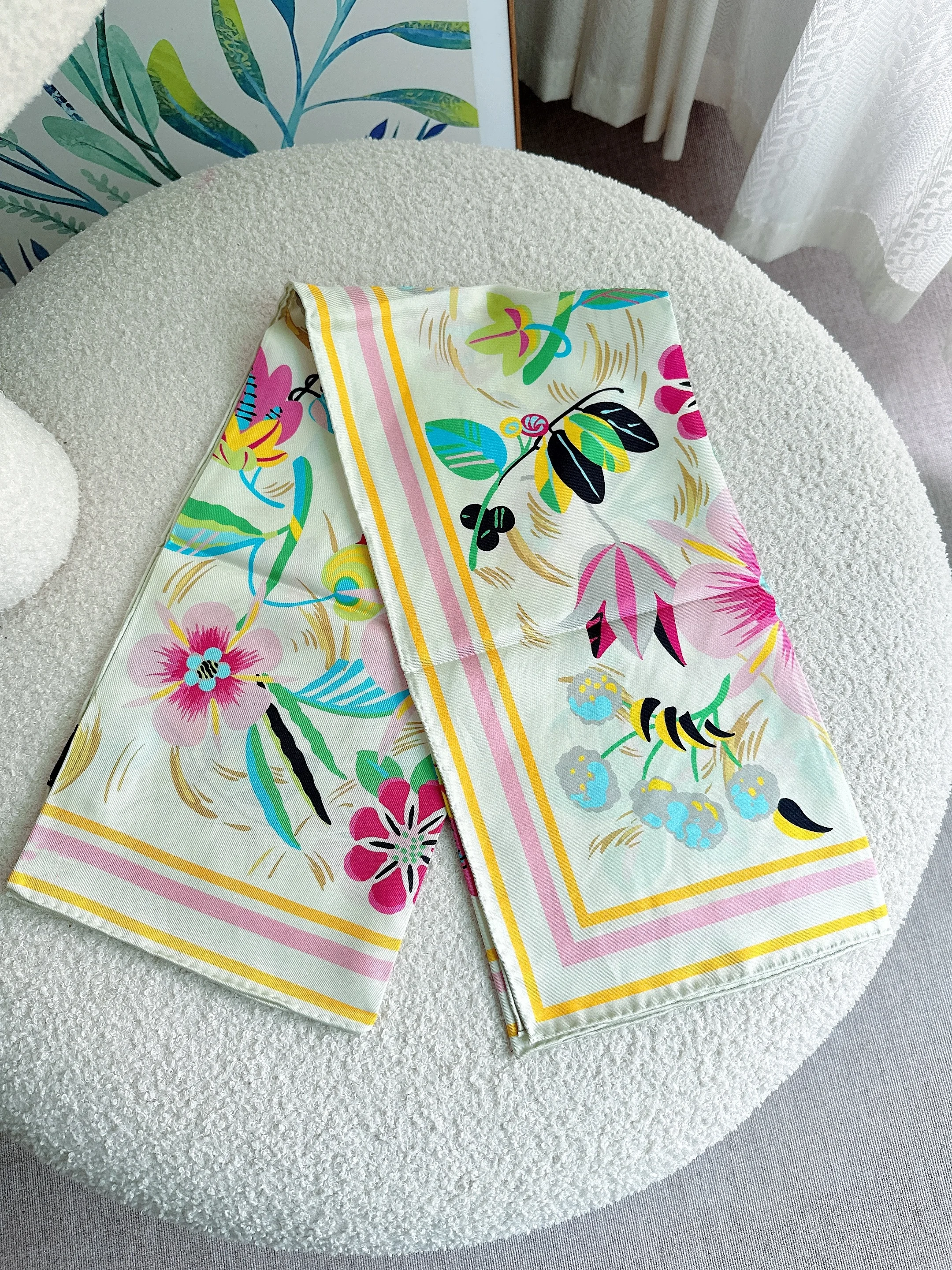 Зеленый цветочный шарф новый шелковый квадратный женский носовой платок на