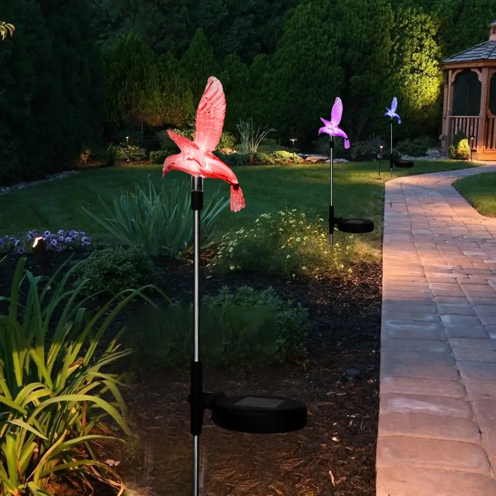 

3pcs Solar LED Garden Light RGB Color Changing Waterproof Lawn Decorative Lamp Butterfly Dragonfly and Bird Style