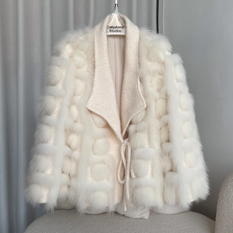 Enlarge Niche Design Imported Fox Fur Fur Coat Women's Winter New Young Fashionable Knitted Cardigan