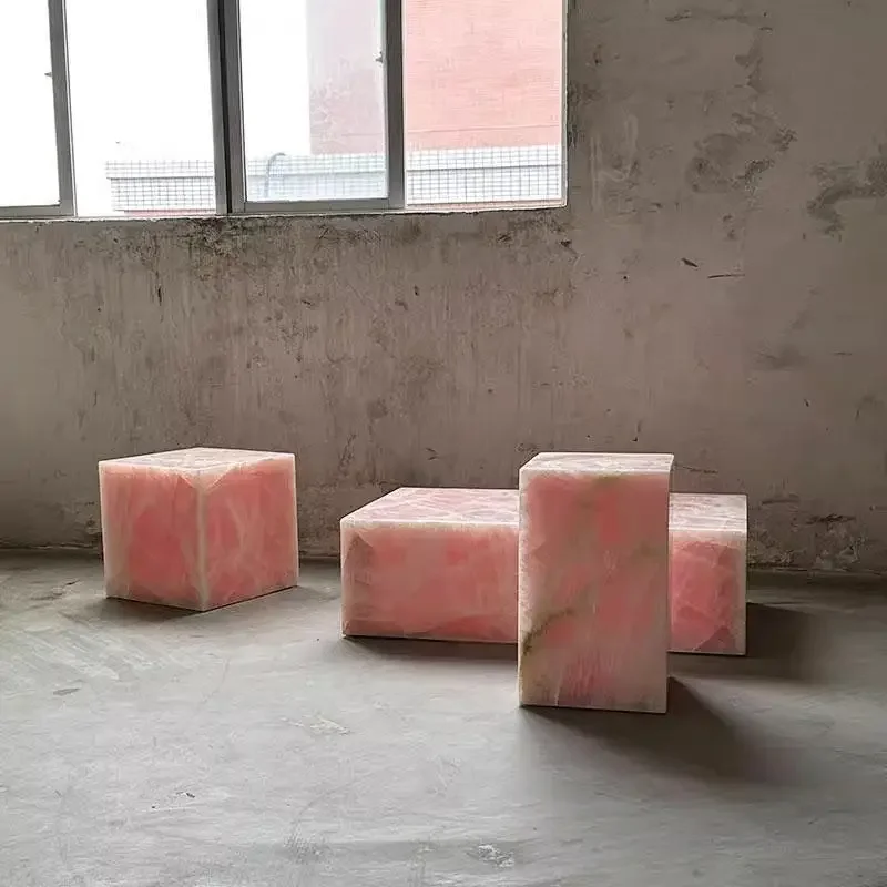 Роскошный натуральный розовый оникс мрамор квадратный край дизайн орнамент