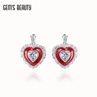 gems beauty 925 sterling silver april birthstone stud earrings for women heart cut white simulant diamond stud earrings