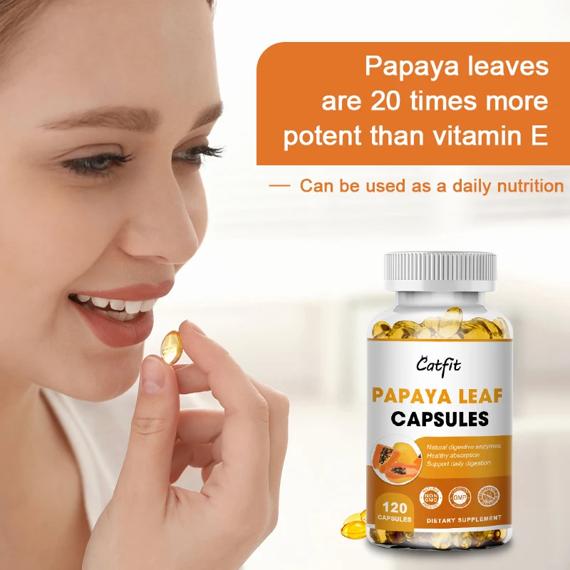 

Catfit Papaya Leaf Capsules Natural Vitamin Enzyme for Weight Loss Antioxidant Skin Immune Digestive Health Lower Cholesterol