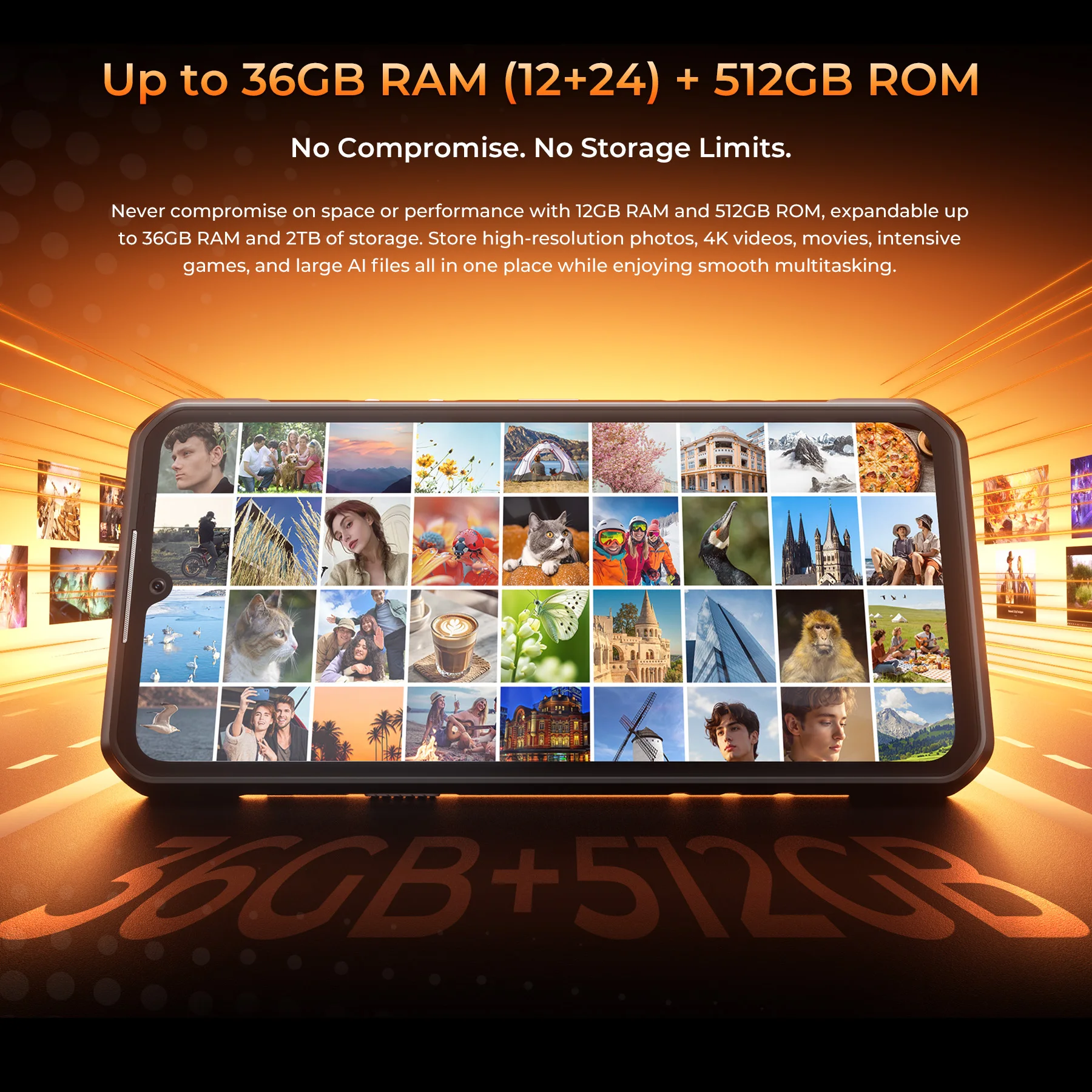Фото Прочный смартфон OUKITEL WP68Air 5G, 12 ГБ ОЗУ, 512 ГБ ПЗУ, аккумулятор 8000 мАч, 32 МП камера, 6,88-дюймовый дисплей 120 Гц, процессор Dimensity 7025, Android 16.0 №4