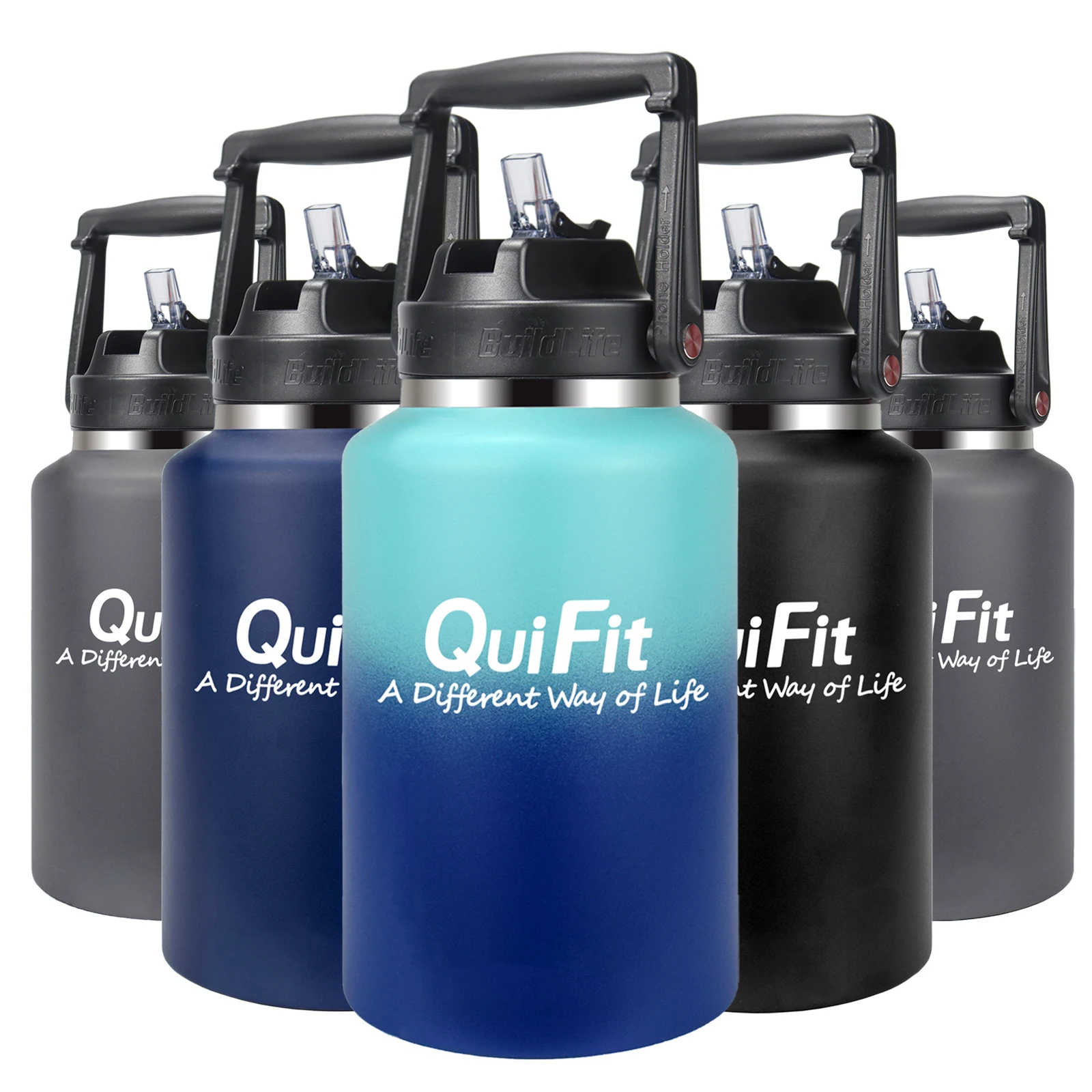 Quift One Gallon 3.8L 128OZ 2L 64OZ Water Bottle Insulated V