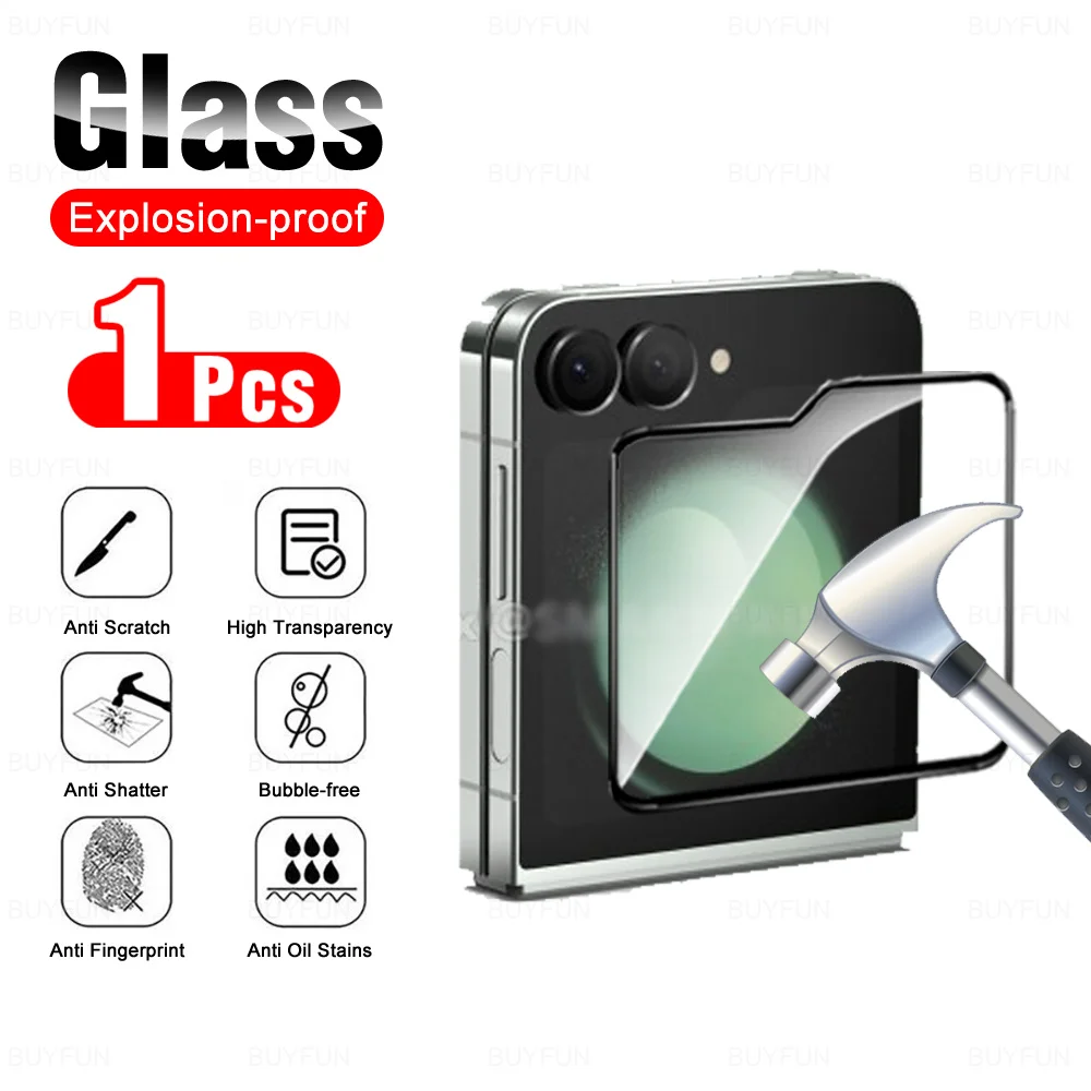 Защитное стекло закаленное с черными краями для Samsung Galaxy Z Flip6