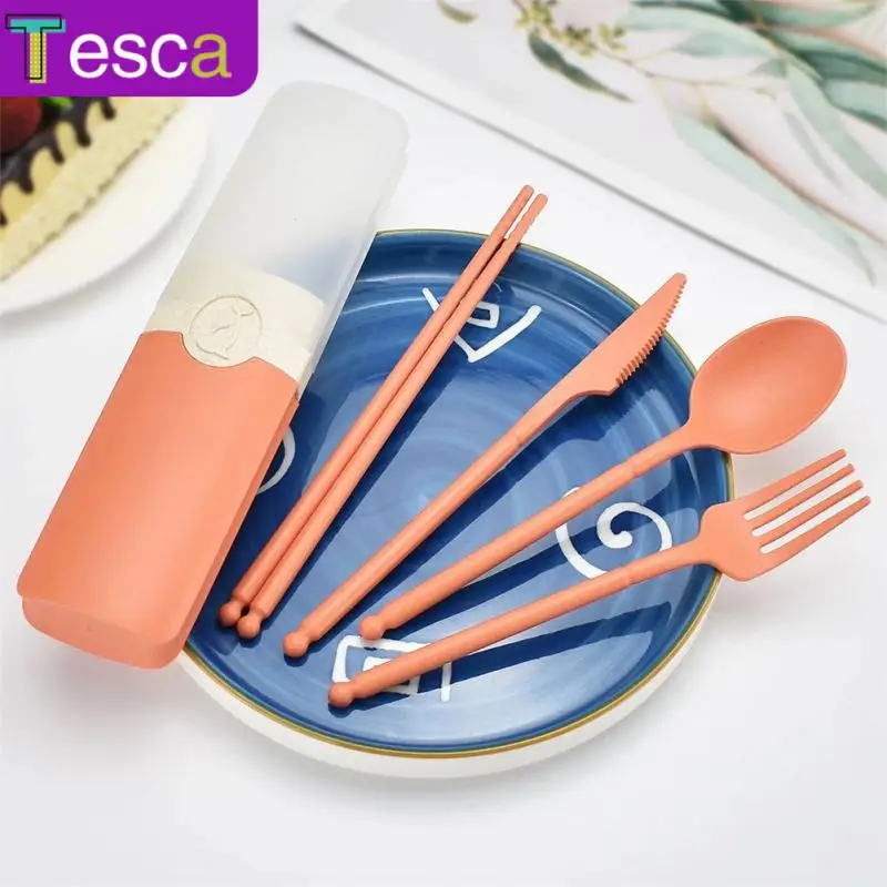 

With Carrying Box Knife Fork Spoon Chopsticks Travel Cutlery Set Dinnerware Set High Quality Tableware Cutlery Set Wholesale