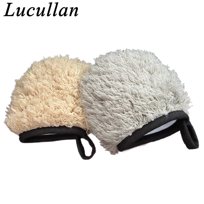 

Lucullan Long Hair Scratch-Free Finger Microfiber Wash Mitt Wheel Dusting Applicator For Auto Small Narrow Place Areas
