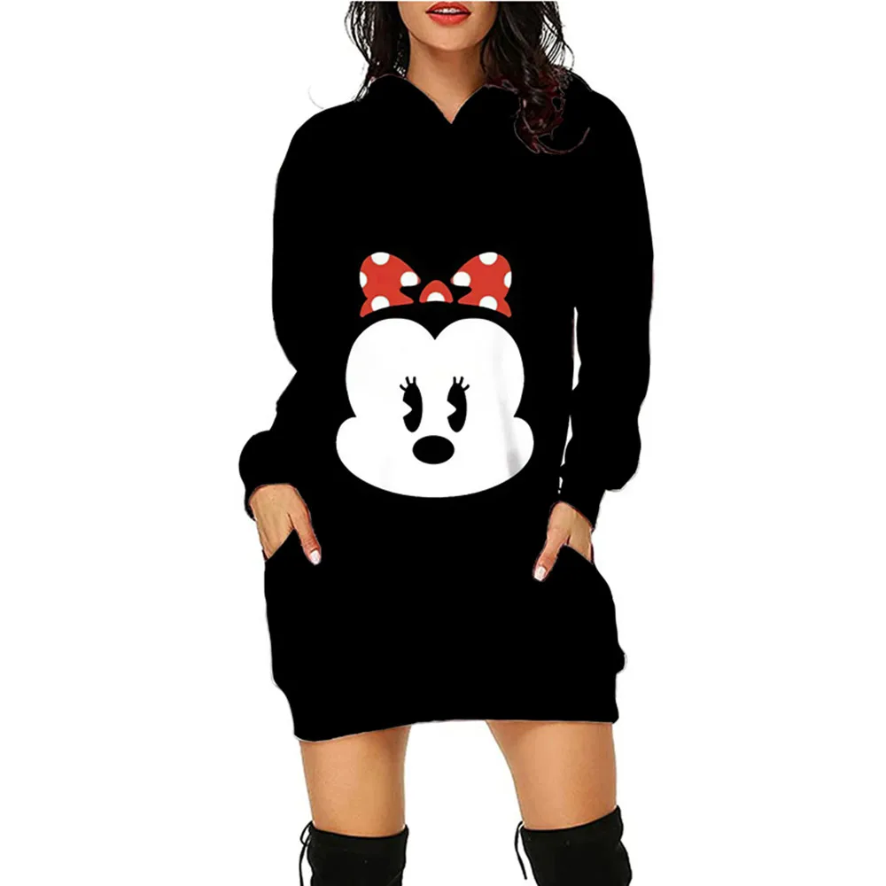 

Disney Women's Hoodie 2022 Dress Loose Drawstring Hoodie Women Sweatshirt Dress Sports Fashion Streetwear Ladies Clothing