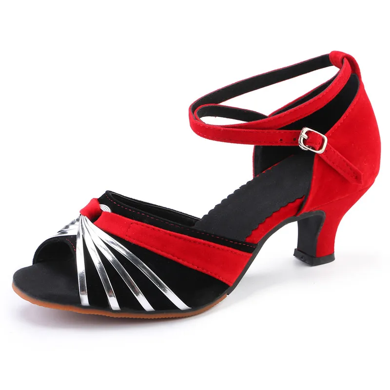 Professional Women Latin Modern dance shoes Ballroom medium high heel dance shoes drill Soft soled Cha cha tango dance shoes
